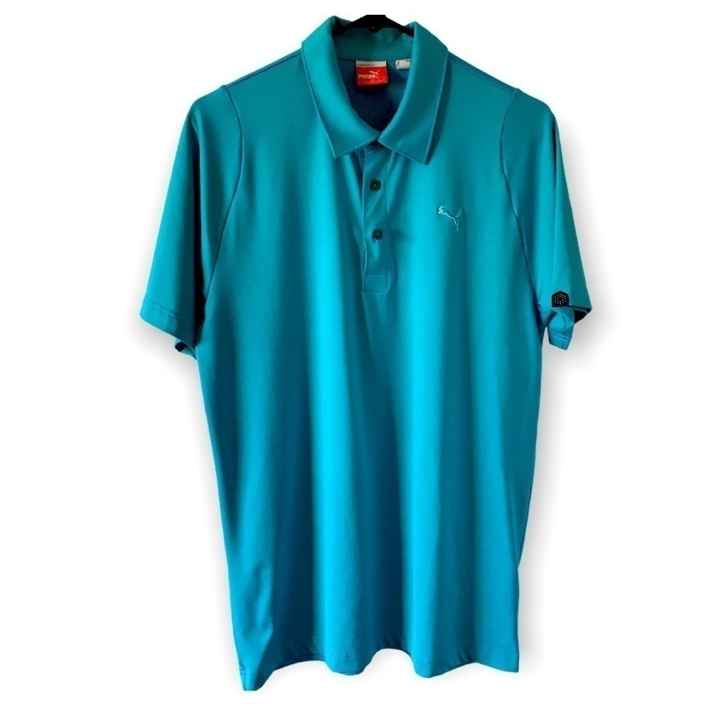 Puma light blue short sleeve polo shirt